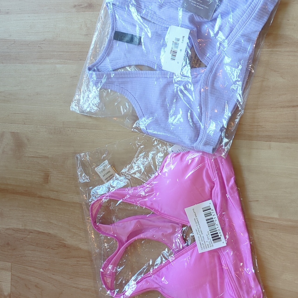 2 New Bralettes Smart & Sexy, S, Cotton & Satin Racerback, pads, stretch, plunge - Picture 3 of 16